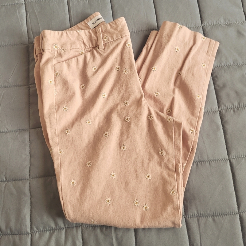 Old Navy pink floral pixie pants